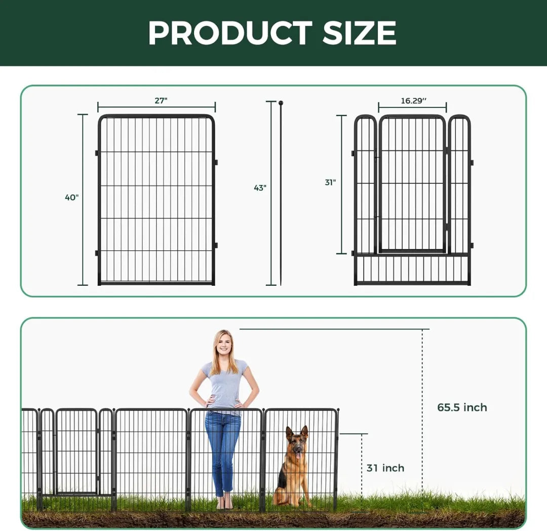 🎉Today's Special Value💝Buy 2 Get 30% Off💥FXW Garden Fence 16 Pieces Decorative Outdoor Dog Fence for Yard - Heavy Duty Metal Animal Barrier