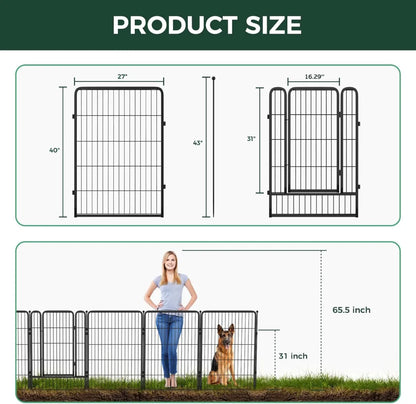 🎉Today's Special Value💝Buy 2 Get 30% Off💥FXW Garden Fence 16 Pieces Decorative Outdoor Dog Fence for Yard - Heavy Duty Metal Animal Barrier